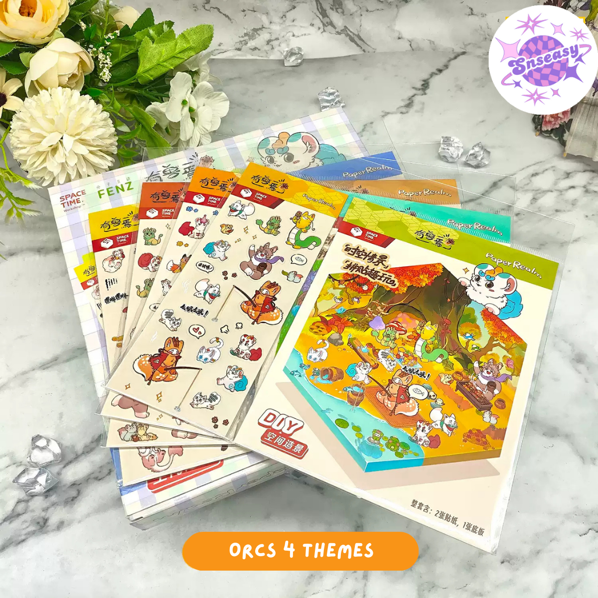 Orcs and Elves 3D Isometric Room Stickers - 8 Theme Sets: Dragon’s Castle | Elf's Daily Work | School Opening Ceremony | Happy Birthday | Birthday Party | Deer Man's Shop | Autumn BBQ | Mooncake Factory