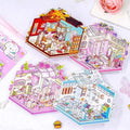 Puppy & Bunny Family 3D Isometric Room Stickers - 4 Theme Sets: Spring Happy Family | Summer Clothing Shop | Autumn Chinese Restaurant | Winter Hot Spring