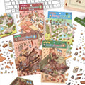 Cute Animals 3D Isometric Room Stickers Scene - 4 Theme Sets: 3-Story House | Conveyor Sushi Restaurant | Outdoor Garden | Bar