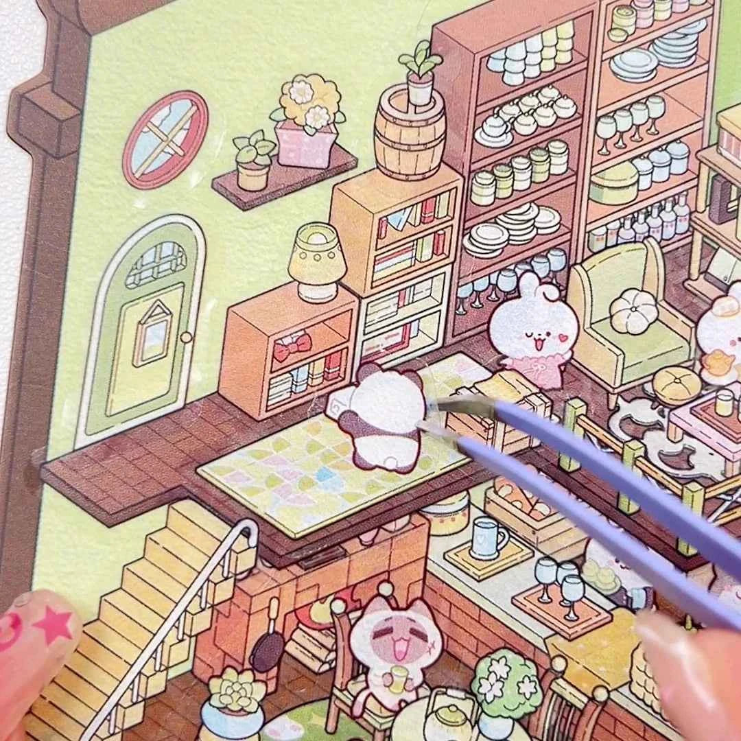 Magical Realm 3D Isometric Room Stickers - 4 Theme Sets: Book of Magic House | Treasure Chest Magic Restaurant | Treasure Chest Paradise | Cabinet Wonderland