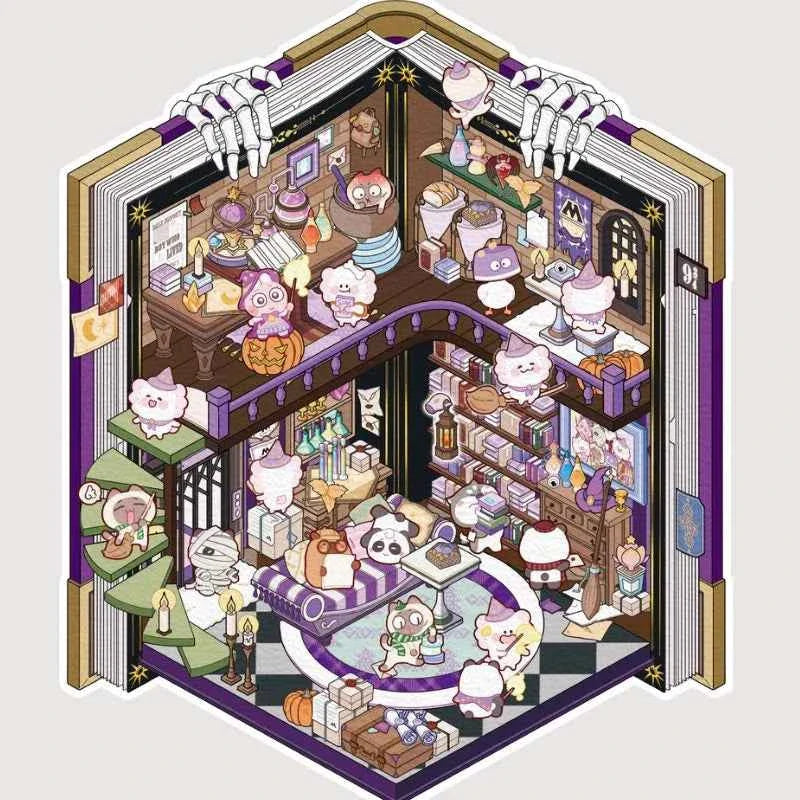 Magical Realm 3D Isometric Room Stickers - 4 Theme Sets: Book of Magic House | Treasure Chest Magic Restaurant | Treasure Chest Paradise | Cabinet Wonderland