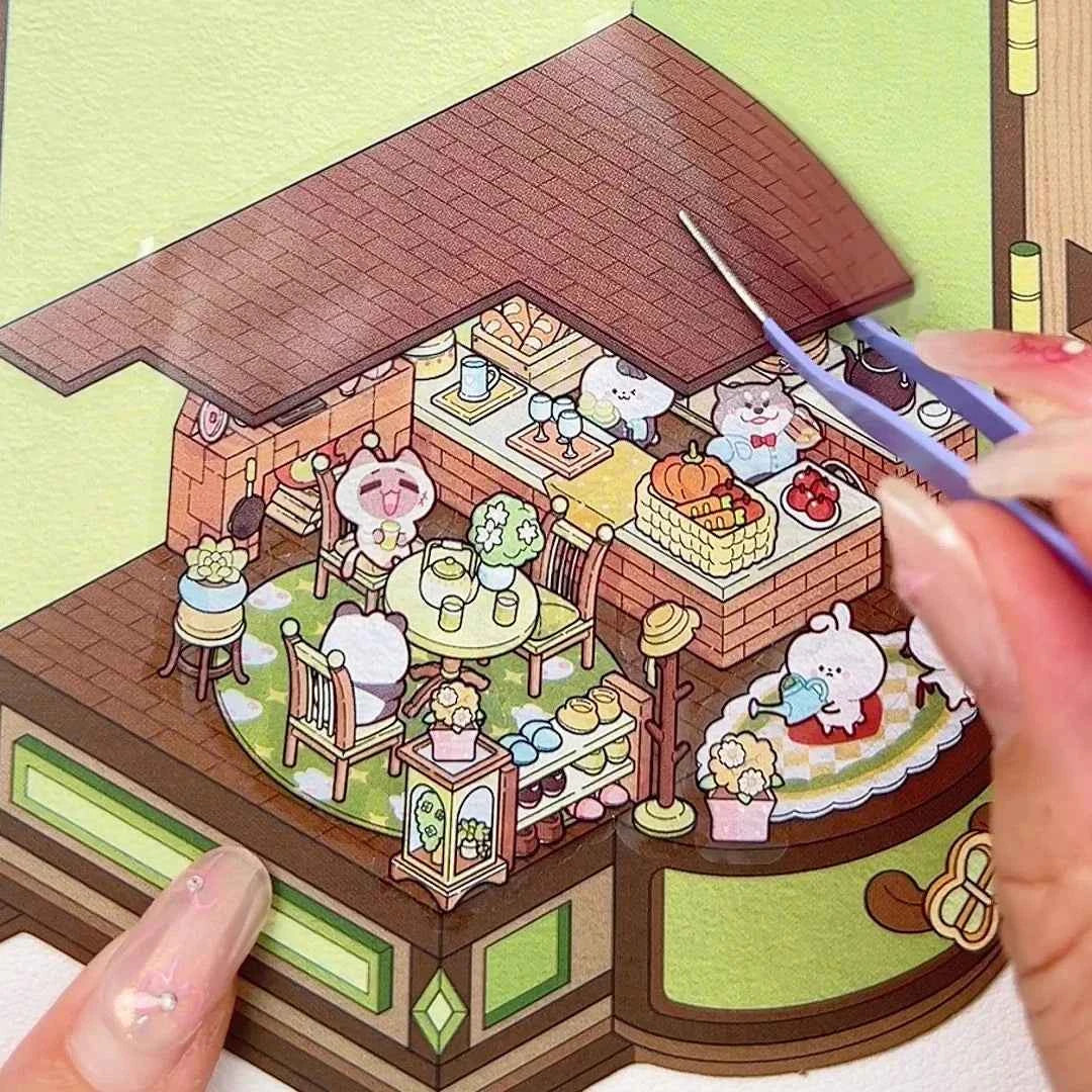 Magical Realm 3D Isometric Room Stickers - 4 Theme Sets: Book of Magic House | Treasure Chest Magic Restaurant | Treasure Chest Paradise | Cabinet Wonderland