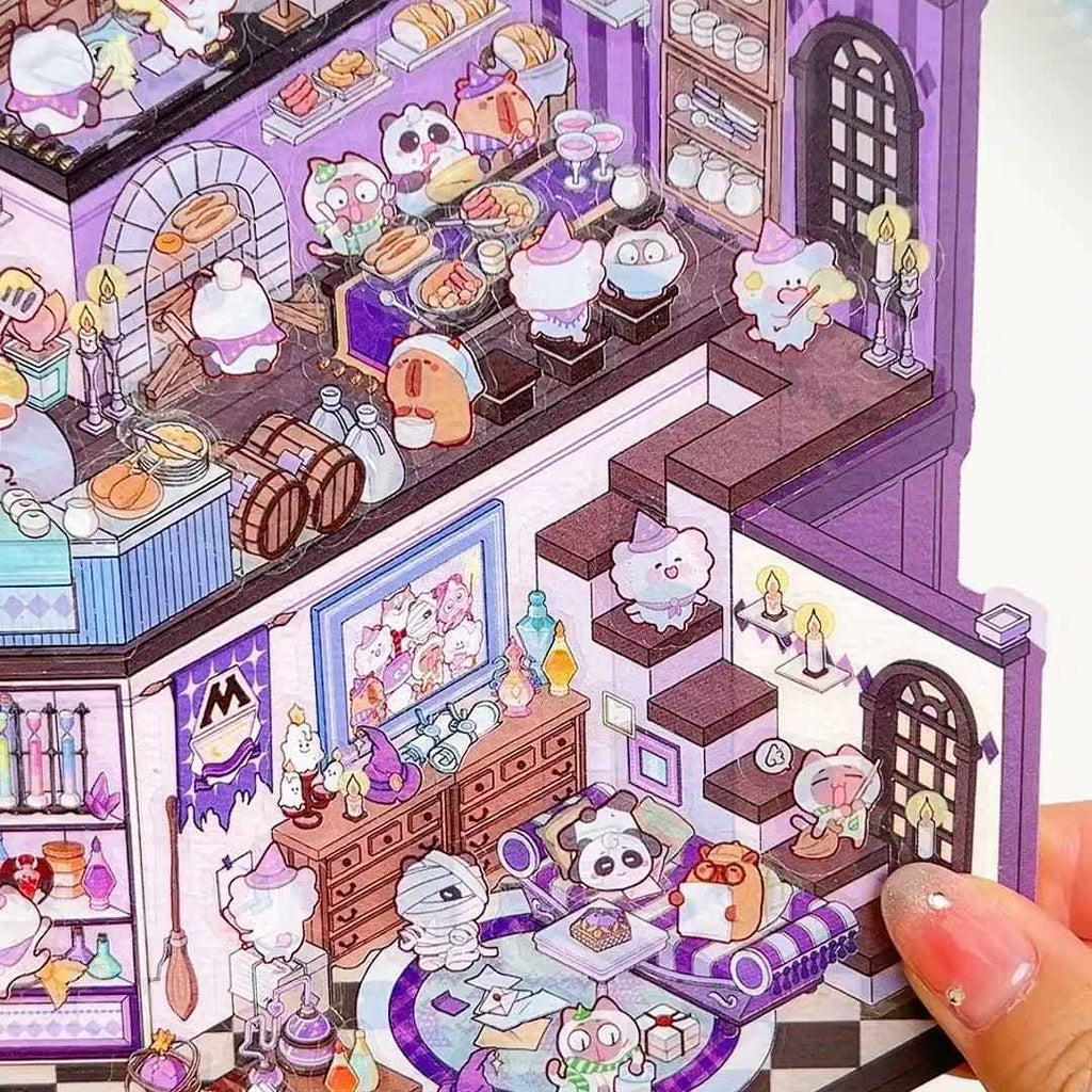 3-Story Grand Buildings 3D Isometric Room Stickers - 2 Theme Sets: 3 Story Villa | Magical Castle