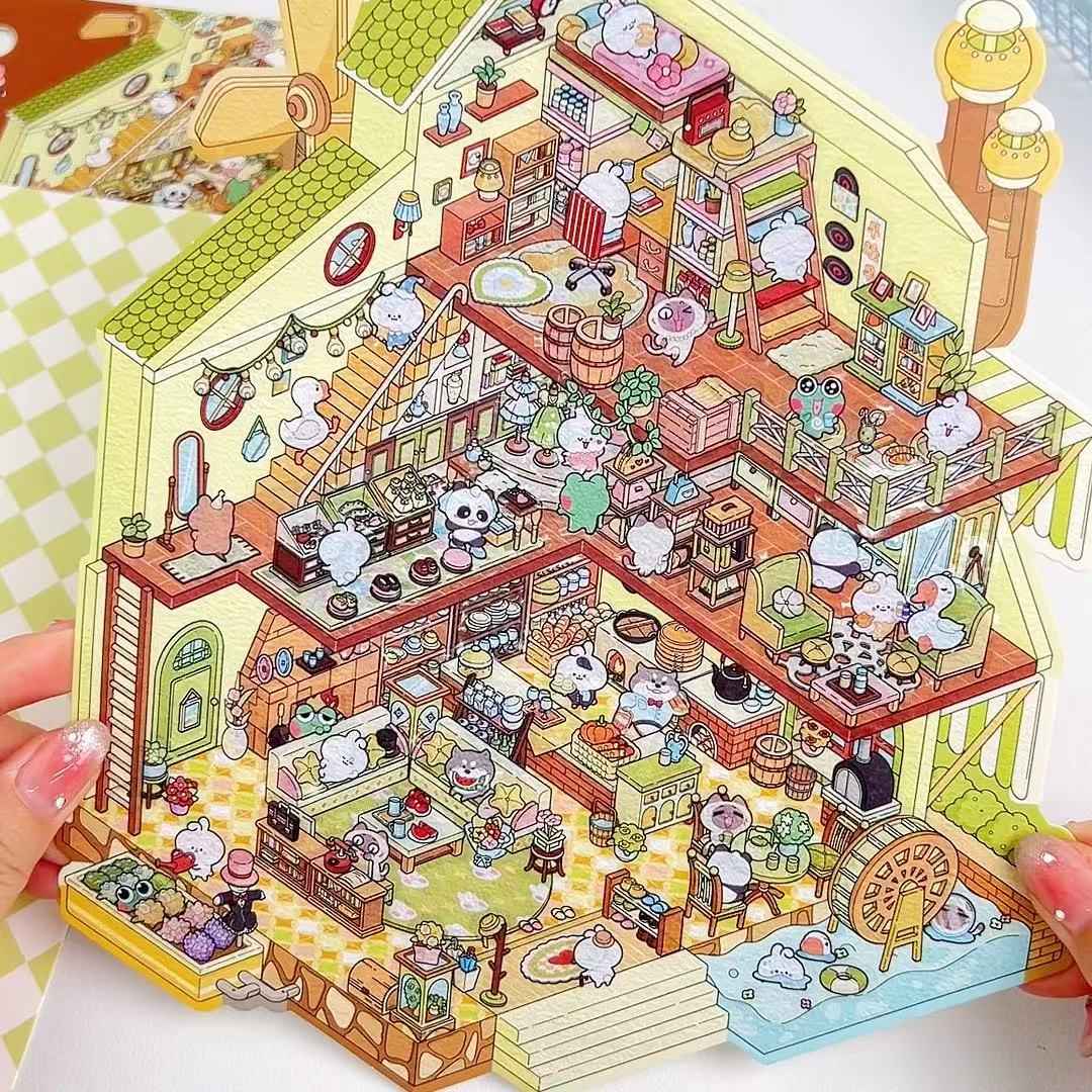 3-Story Grand Buildings 3D Isometric Room Stickers - 2 Theme Sets: 3 Story Villa | Magical Castle