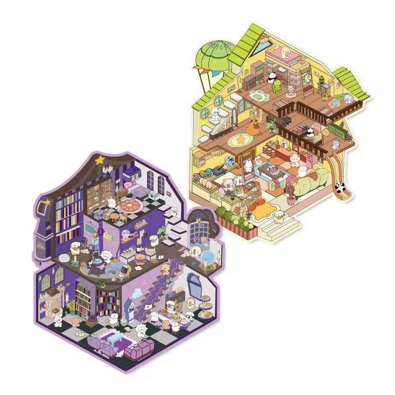 3-Story Grand Buildings 3D Isometric Room Stickers - 2 Theme Sets: 3 Story Villa | Magical Castle