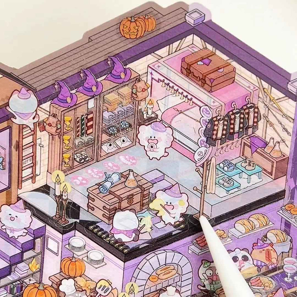 3-Story Grand Buildings 3D Isometric Room Stickers - 2 Theme Sets: 3 Story Villa | Magical Castle