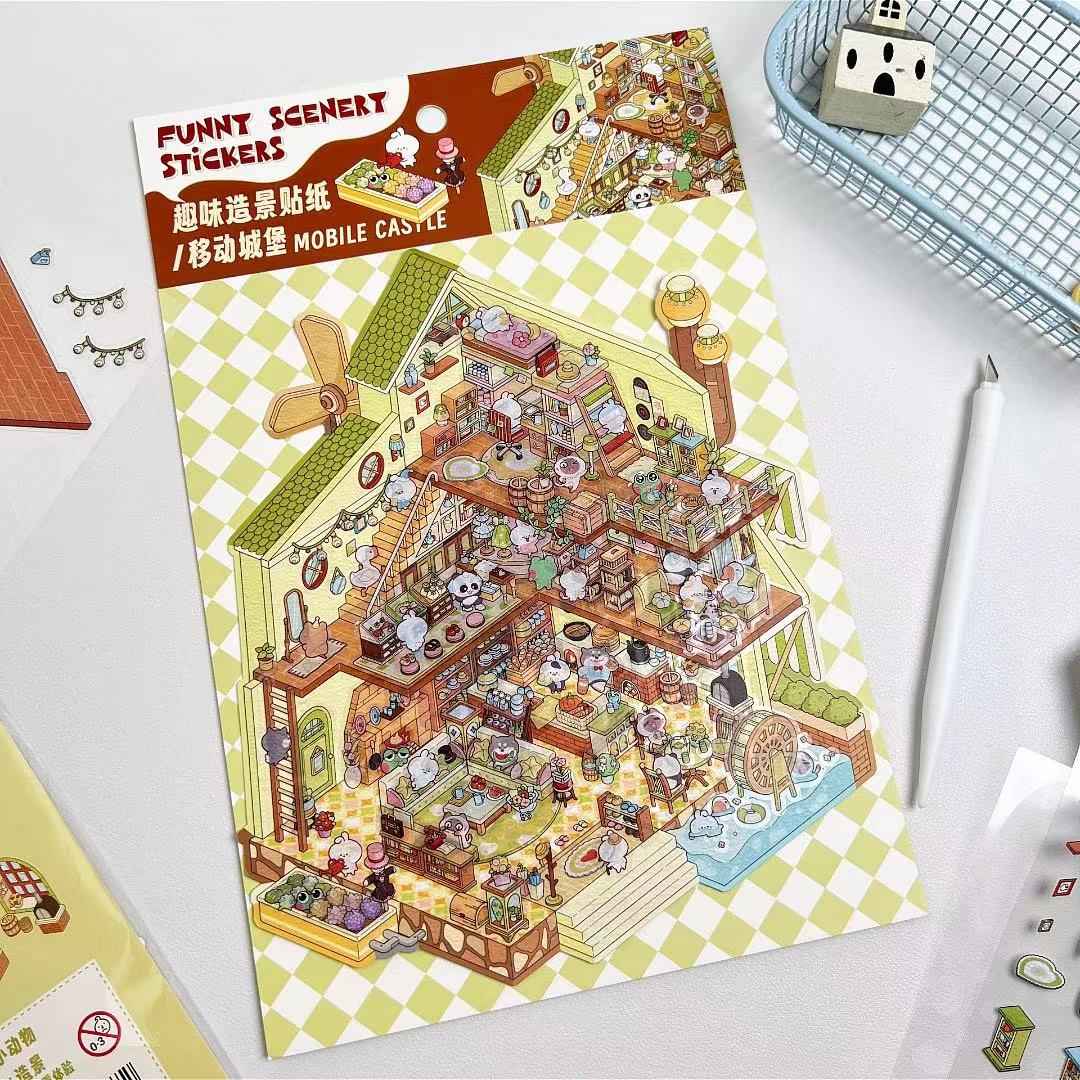 3-Story Grand Buildings 3D Isometric Room Stickers - 2 Theme Sets: 3 Story Villa | Magical Castle