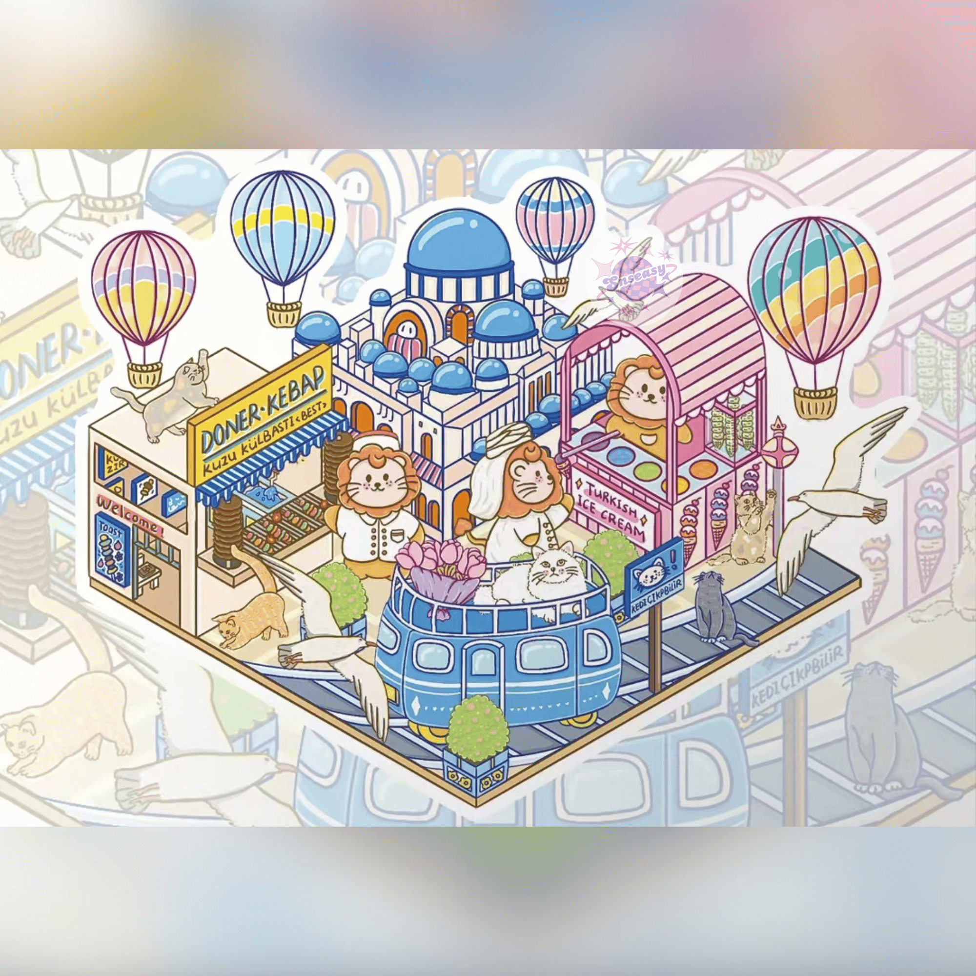 Lion’s World Tour – 3D Miniature Scene Stickers – 4 Theme Sets: Egypt Pyramid | Roman Colosseum | Jungle Tribe | Romantic Turkey