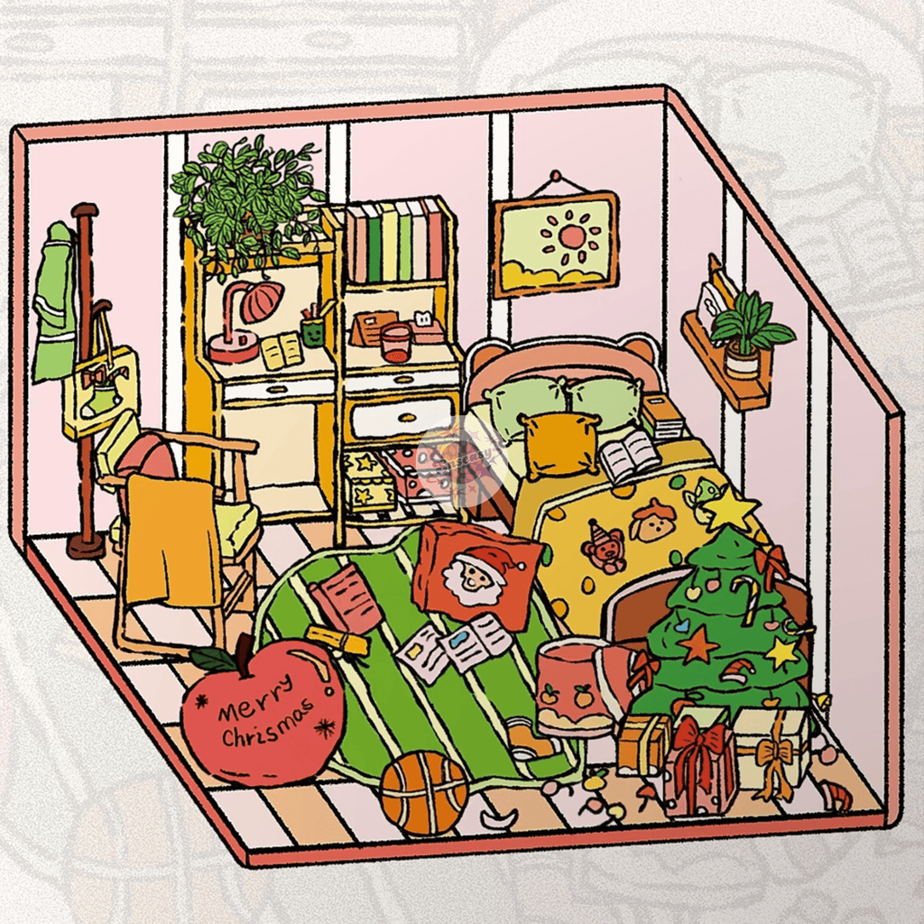 Kids' Room Series – 3D Miniature Scene Stickers – 5 Theme Sets: Monster Card House | Tatami Room | Fun Room | Playful Room | Study Master Room