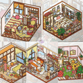 Kids' Room Series – 3D Miniature Scene Stickers – 5 Theme Sets: Monster Card House | Tatami Room | Fun Room | Playful Room | Study Master Room