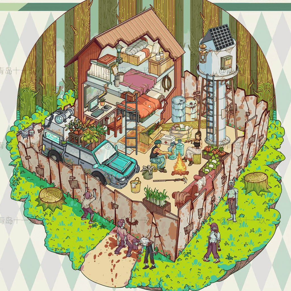The End of the World – 3D Miniature Scene Stickers – 2 Theme Sets: Doomsday Cabin | Apocalypse Camp