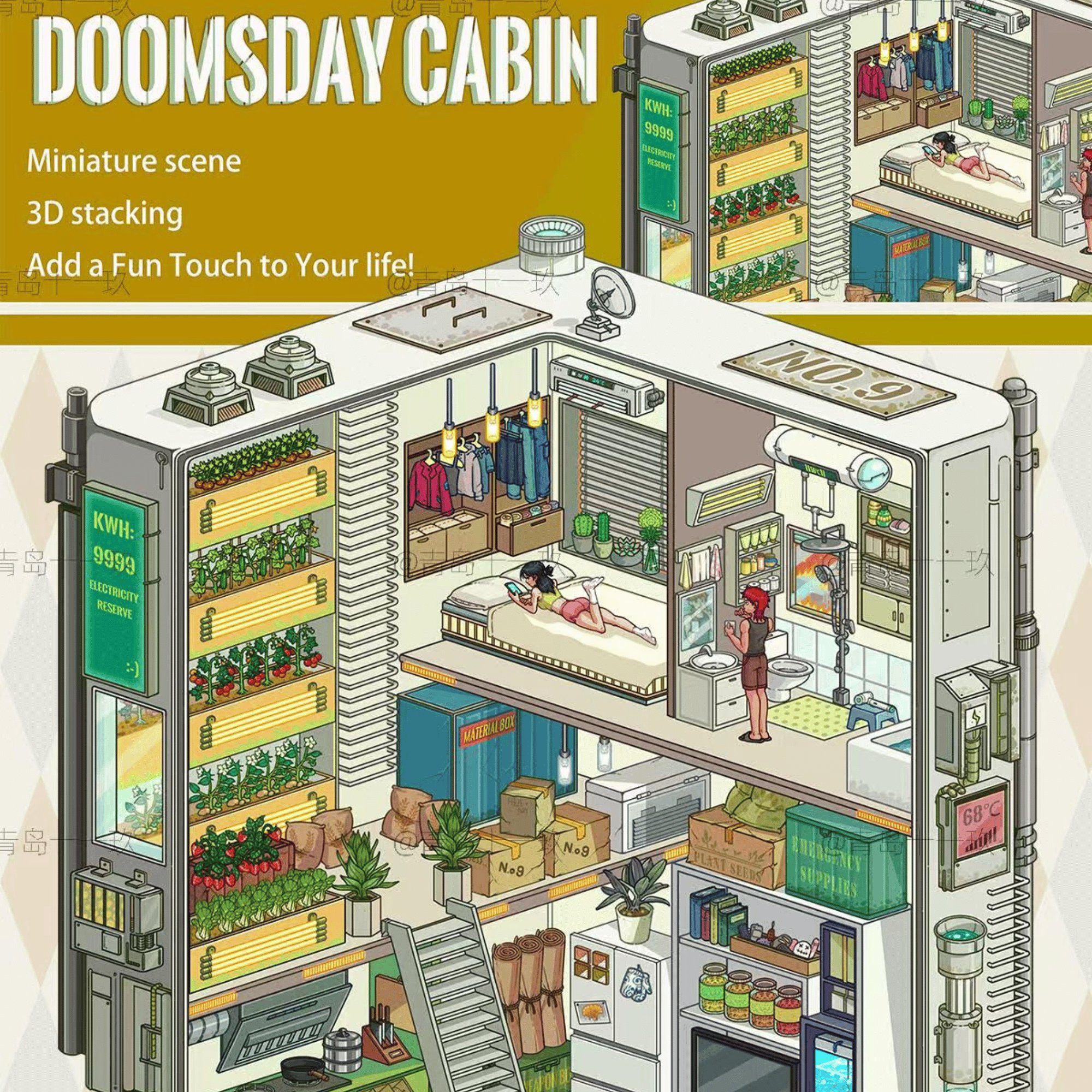 The End of the World – 3D Miniature Scene Stickers – 2 Theme Sets: Doomsday Cabin | Apocalypse Camp