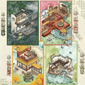 Chinese Intangible Heritage Crafts – Plus Size 3D Miniature Scene Stickers – 4 Theme Sets: Oil-paper Umbrella | Silk Fan | Palace Lantern | Paper Kite
