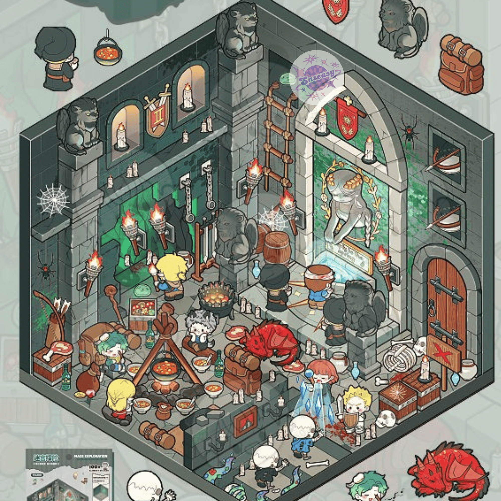 Horror Adventure Series – 3D Miniature Scene Stickers – 4 Theme Sets: Adventurers’ Guild | Labyrinth Quest | Wedding with a Ghost Bride | Vampire Family