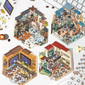 Chinese Panda 3D Isometric Room Stickers - 4 Theme Sets: Panda Tea Bar | Panda Market | Panda Hot Springs | Panda Study Room
