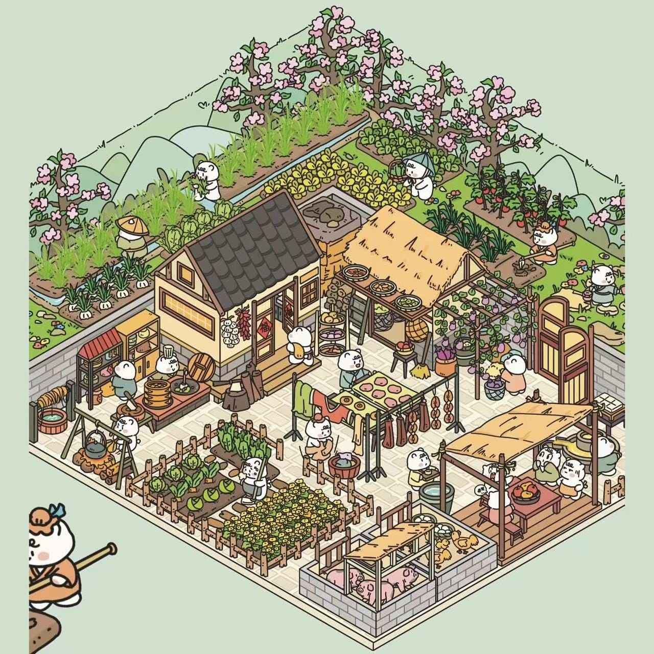 Migi’s Simulation Business 3D Isometric Room Stickers - 4 Theme Sets: Pet Store | Aquarium | Farm | Restaurant
