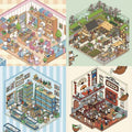 Migi’s Simulation Business 3D Isometric Room Stickers - 4 Theme Sets: Pet Store | Aquarium | Farm | Restaurant