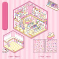 Cute Animal Simulation Business 3D Isometric Room Stickers - 4 Theme Sets: Capybara Hamburger | Puppy Convenience | Bunny Clothing | Bear Bakery