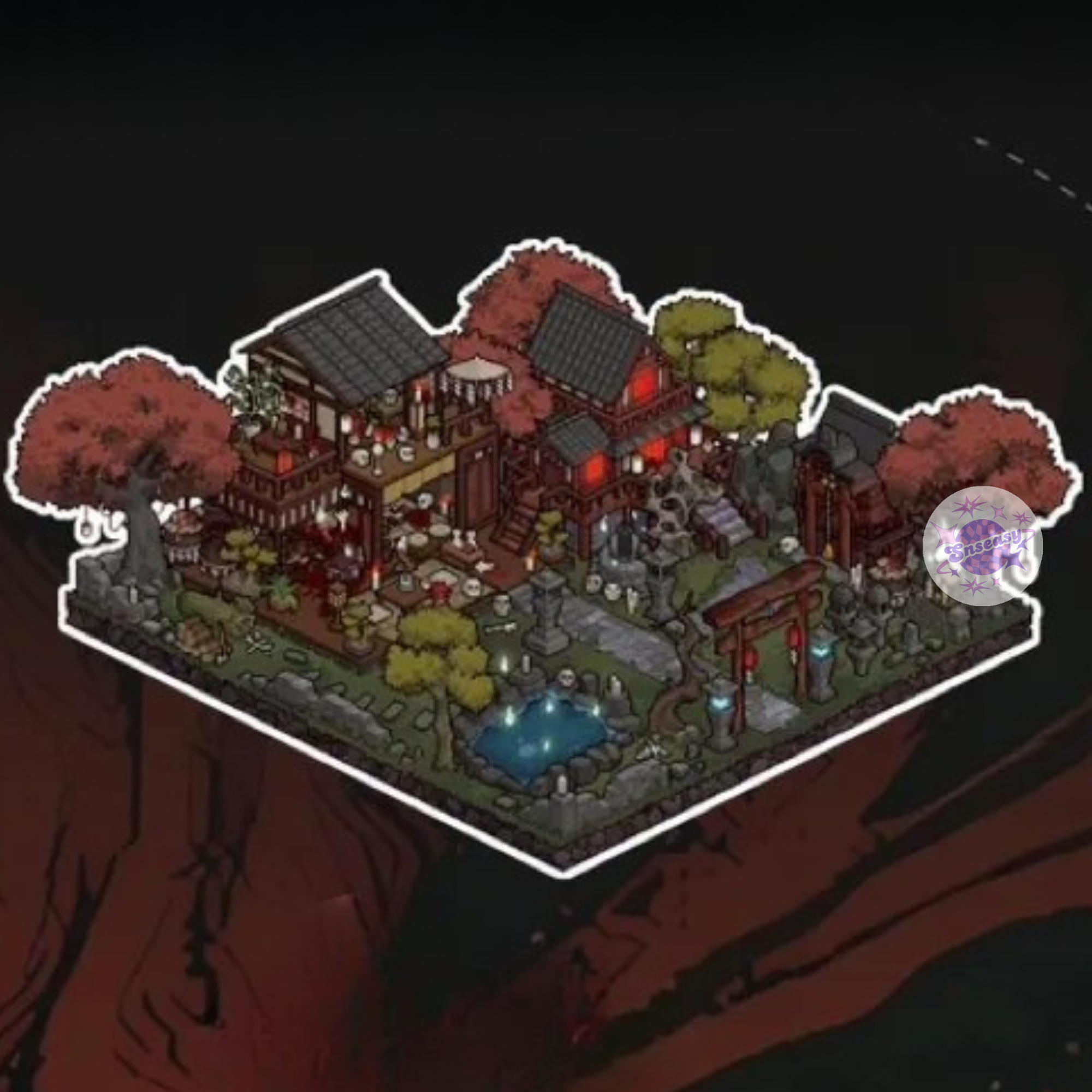 Pixel Island – 3D Miniature Scene Stickers – 4 Theme Sets: Pyramid Legend | Dino Fossil Ruins | Holiday Beach | Skull Haunted House