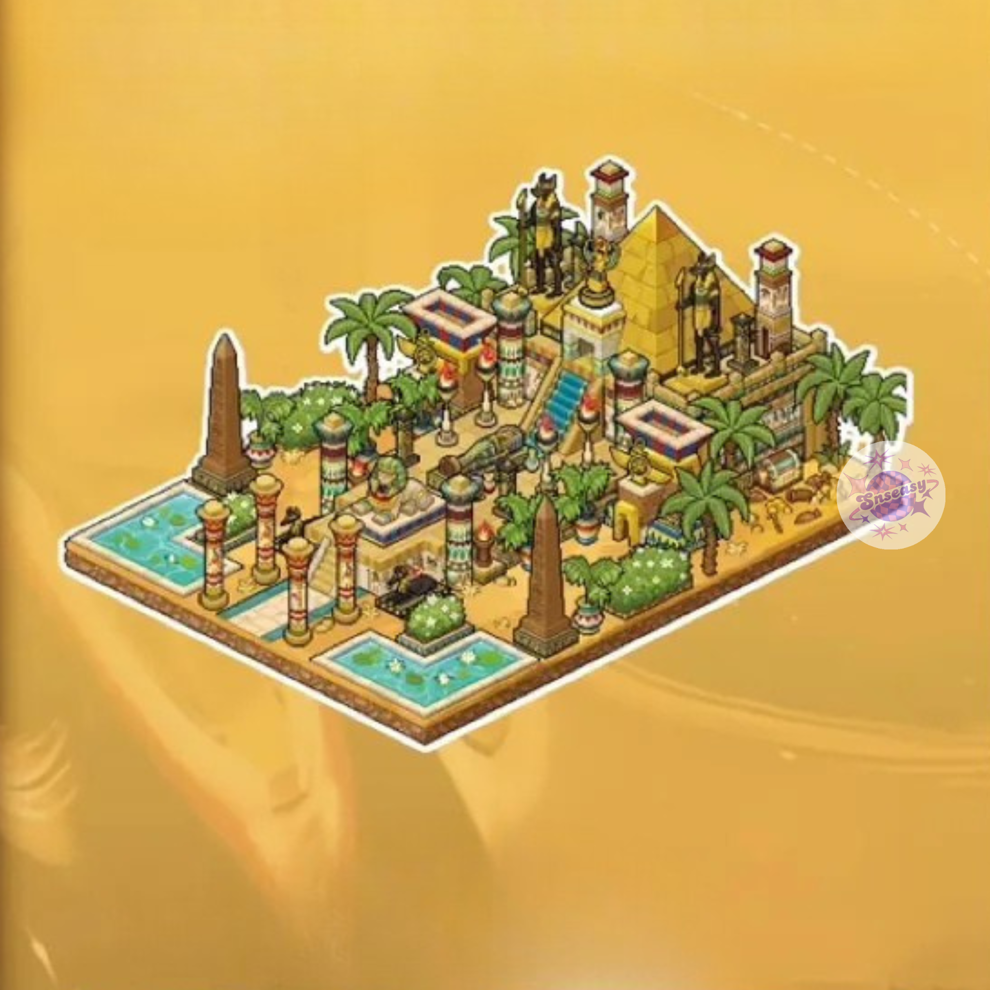 Pixel Island – 3D Miniature Scene Stickers – 4 Theme Sets: Pyramid Legend | Dino Fossil Ruins | Holiday Beach | Skull Haunted House