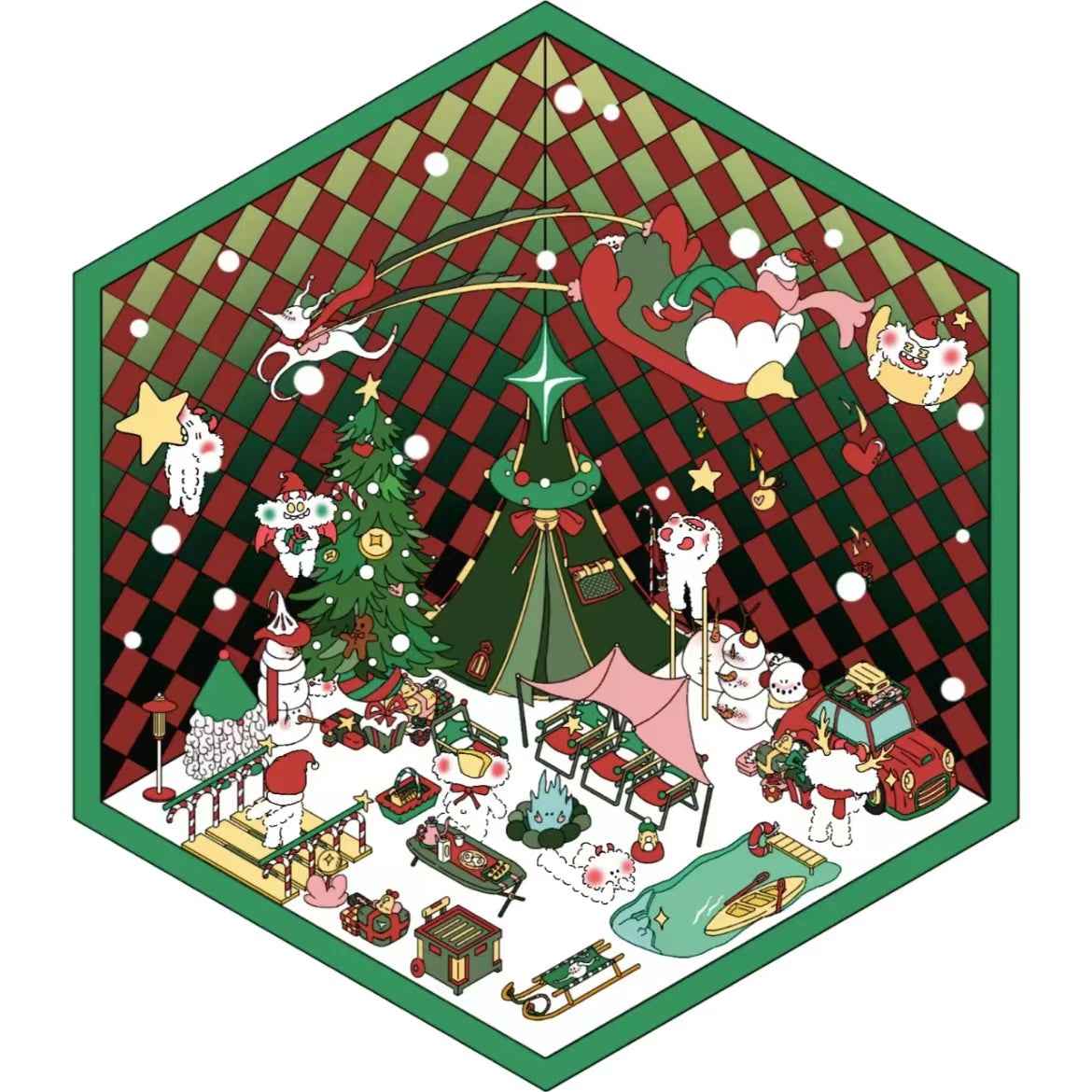 Mischief Maker Series 3D Isometric Room Stickers - 6 Theme Sets: Christmas Party | Candy House | Our Home | Valentine's Beach | Dessert Shop | Halloween Wonderland with Luminous