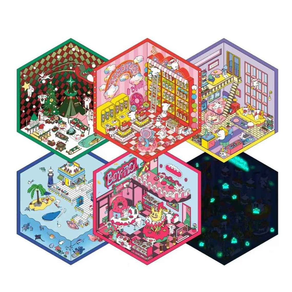 Mischief Maker Series 3D Isometric Room Stickers - 6 Theme Sets: Christmas Party | Candy House | Our Home | Valentine's Beach | Dessert Shop | Halloween Wonderland with Luminous