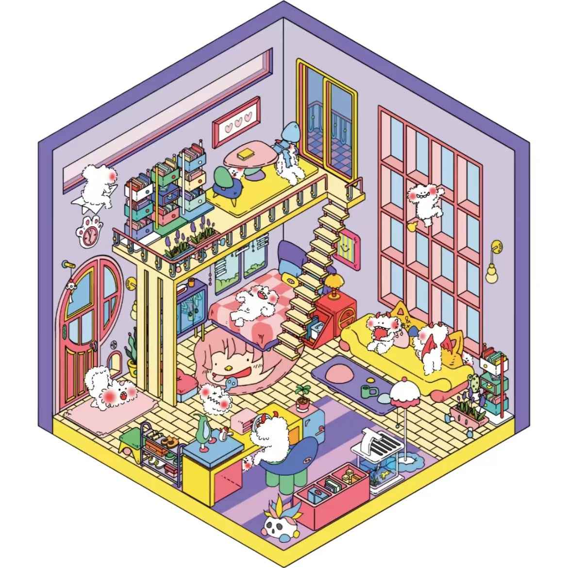 Mischief Maker Series 3D Isometric Room Stickers - 6 Theme Sets: Christmas Party | Candy House | Our Home | Valentine's Beach | Dessert Shop | Halloween Wonderland with Luminous