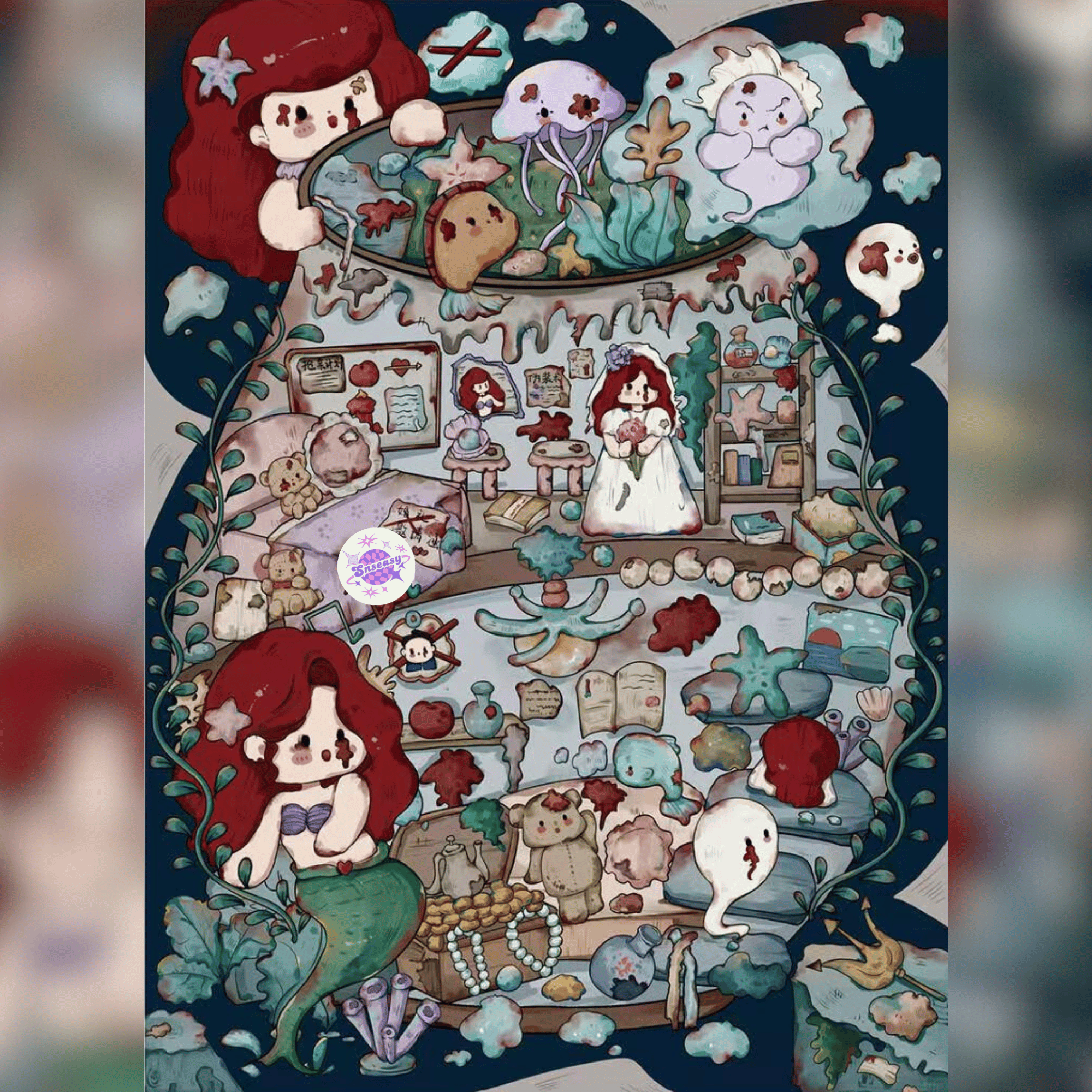Broken Dolls – 3D Miniature Scene Stickers – Plus Size – 2 Theme Sets: Mermaid’s Broken Doll | Old House’s Broken Doll