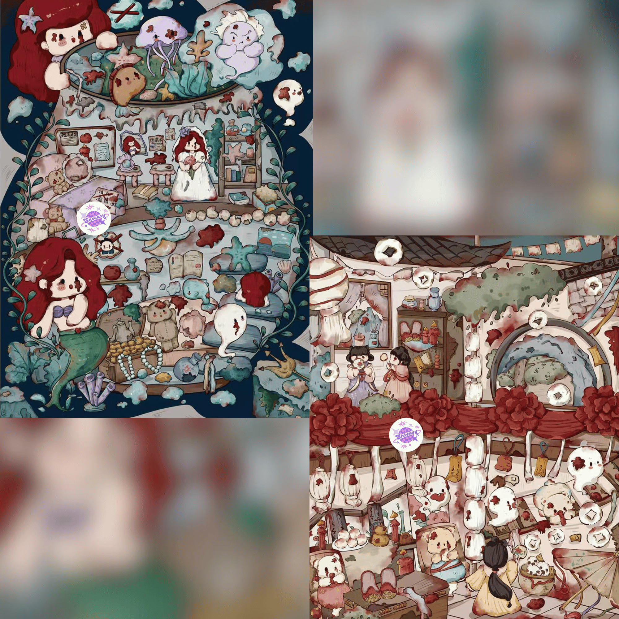 Broken Dolls – 3D Miniature Scene Stickers – Plus Size – 2 Theme Sets: Mermaid’s Broken Doll | Old House’s Broken Doll