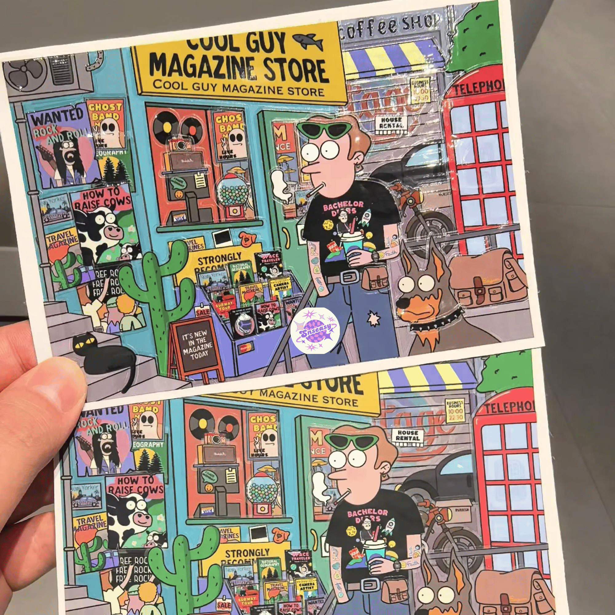 American Retro – 3D Miniature Scene Stickers – Mini Size – 4 Theme Sets: Record Store | Biker Style | Party Day | Guitarist