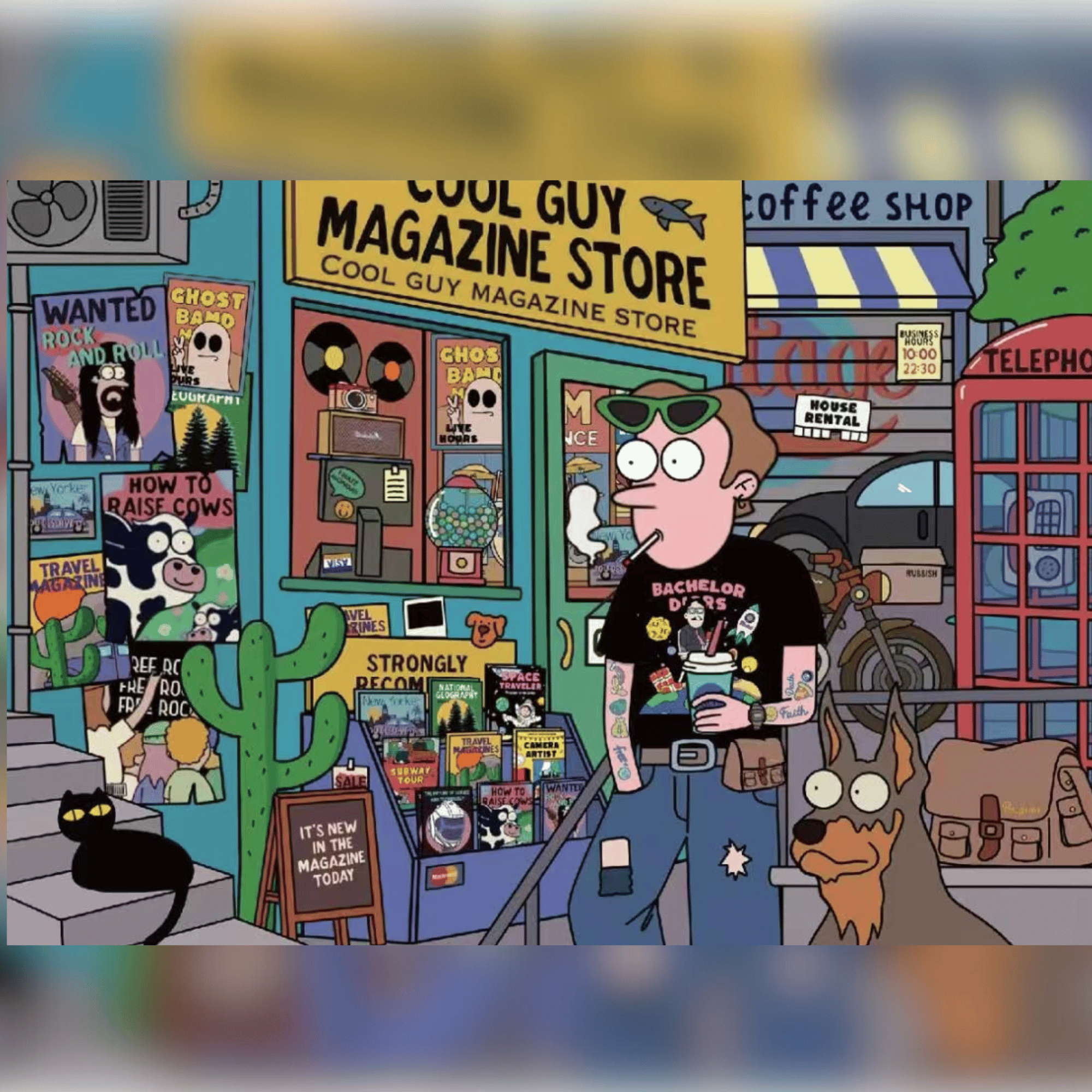 American Retro – 3D Miniature Scene Stickers – Mini Size – 4 Theme Sets: Record Store | Biker Style | Party Day | Guitarist