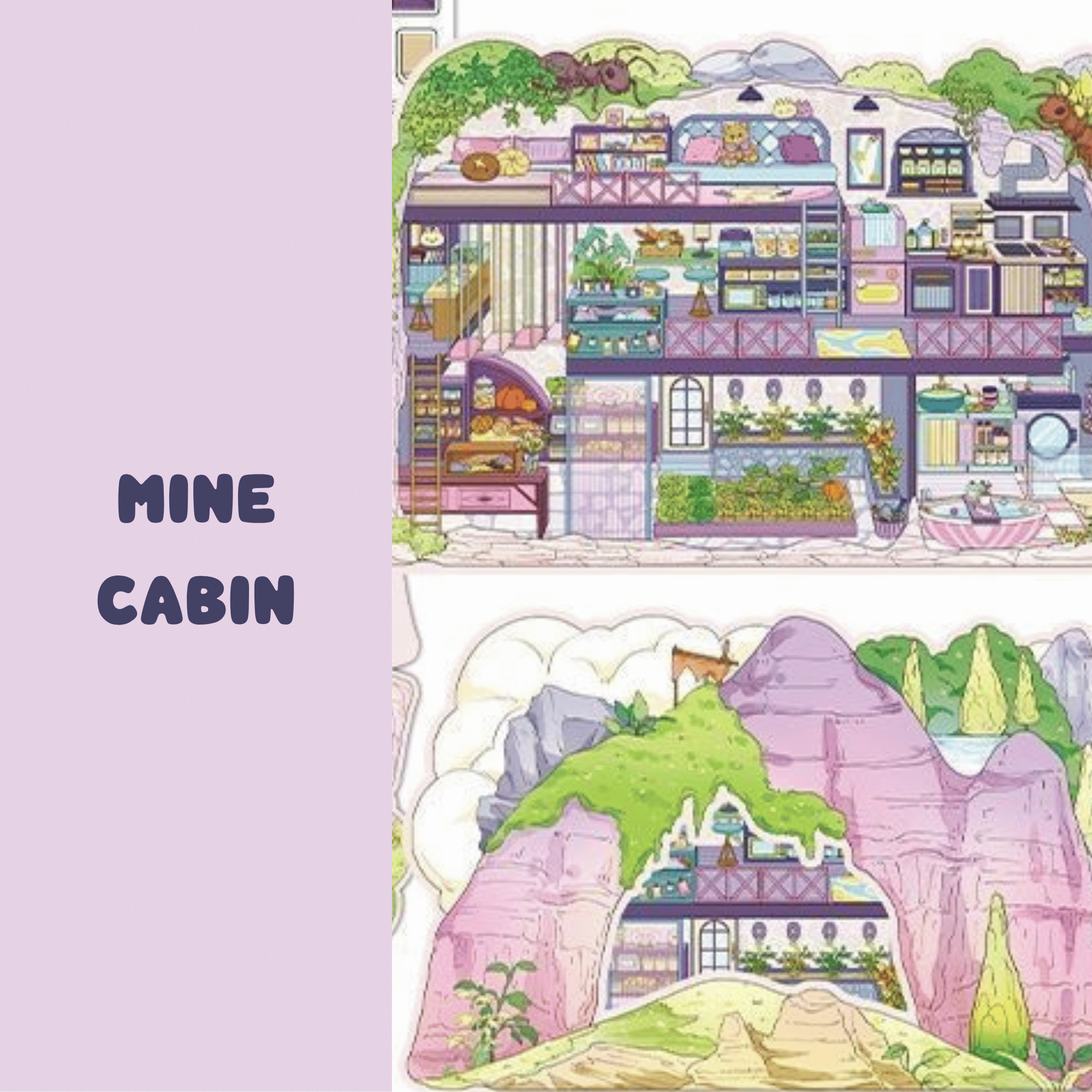 My Secret Hideouts – 3D Miniature Scene Stickers – 4 Theme Sets: Tree Hollow | Underground Den | Cave Shelter | Mine Cabin