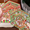 Bear and Bunny's Christmas 3D Isometric Room Stickers - Limited Edition: Cozy Christmas Home | Festive Living Room