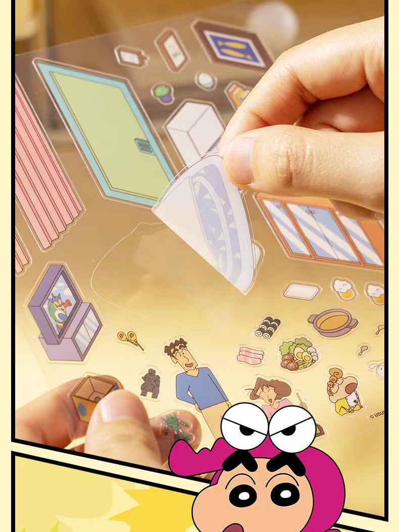 Crayon Shin-chan's Happy Day 3D Isometric Room Stickers - 3 Theme Sets: Kindergarten | Kitchen | Living Room