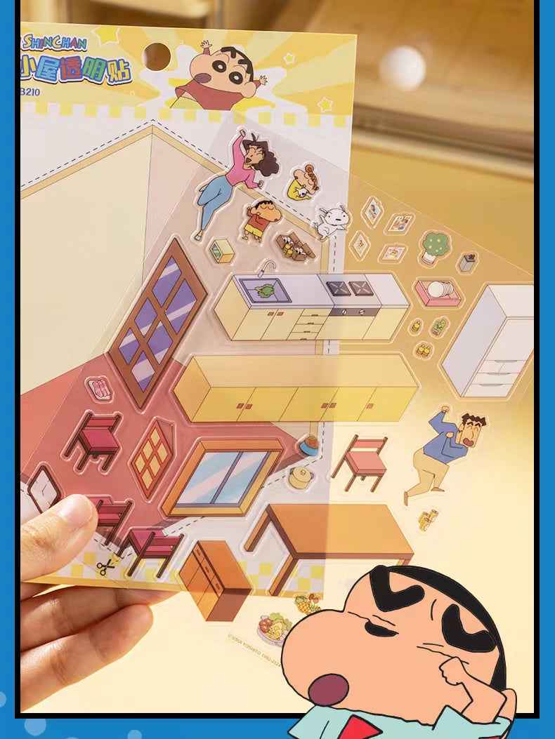 Crayon Shin-chan's Happy Day 3D Isometric Room Stickers - 3 Theme Sets: Kindergarten | Kitchen | Living Room