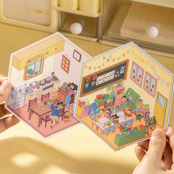 Crayon Shin-chan's Happy Day 3D Isometric Room Stickers - 3 Theme Sets: Kindergarten | Kitchen | Living Room