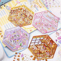 Cute Animal 5.0 3D Isometric Room Stickers Scene - 4 Theme Sets: Pony Flower Shop | Capybara Bookstore | Puppy Cake Shop | Bear Hamburger