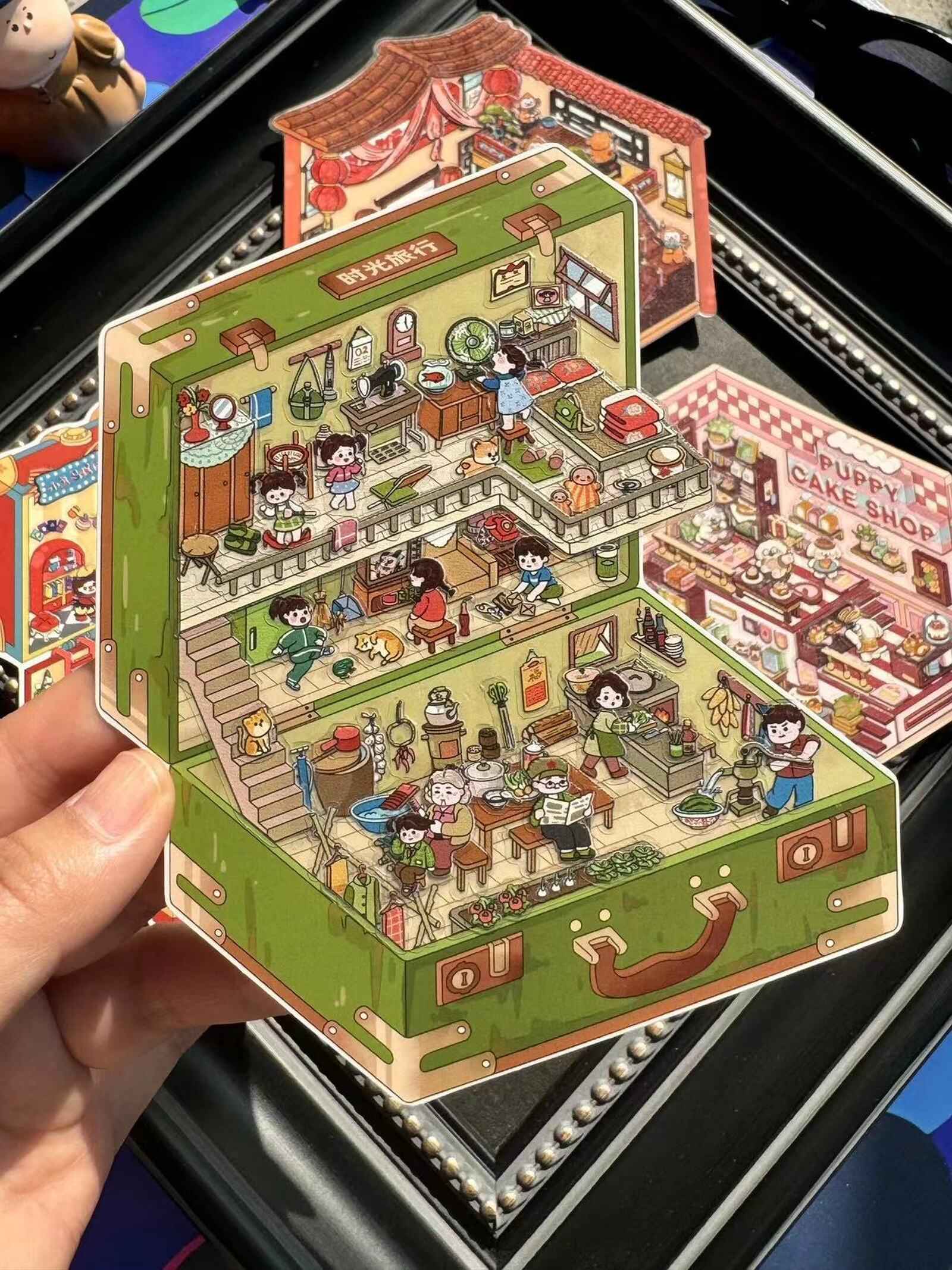 Magical Realm 2.0 3D Isometric Room Stickers Scene - 4 Theme Sets: Clown Theater Box | Vintage Suitcase | Monkey Theater | Puppy Cake Shop