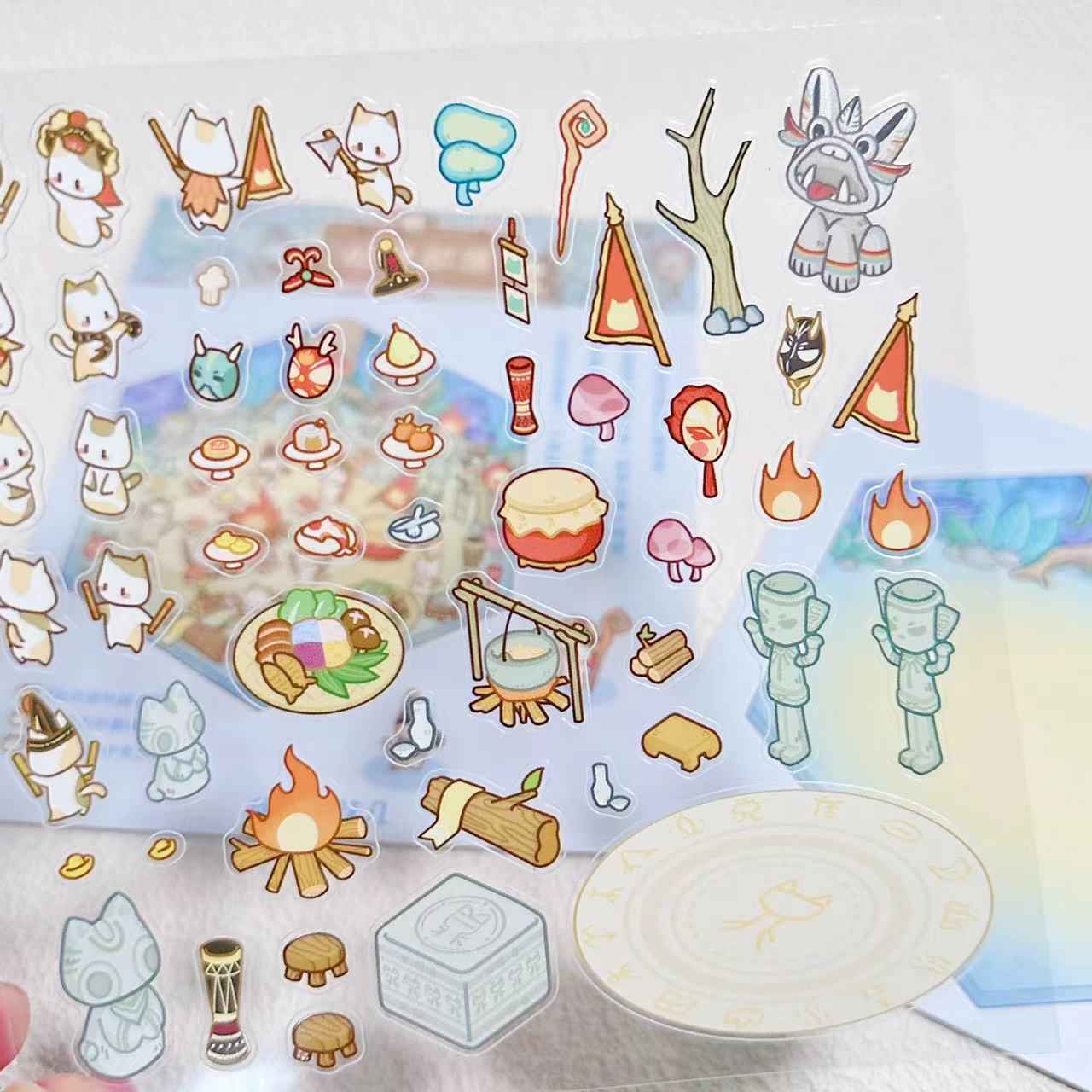 Cute Cat 2.0 Stickers Scene - A Relaxing Day with 4 Themes: Cat Farm | Outdoor Picnic | Festival Fair | Tribal Ceremony