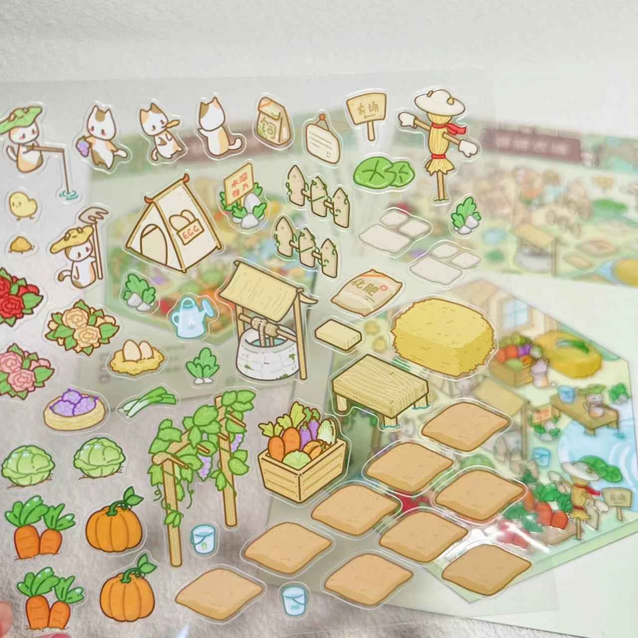 Cute Cat 2.0 Stickers Scene - A Relaxing Day with 4 Themes: Cat Farm | Outdoor Picnic | Festival Fair | Tribal Ceremony