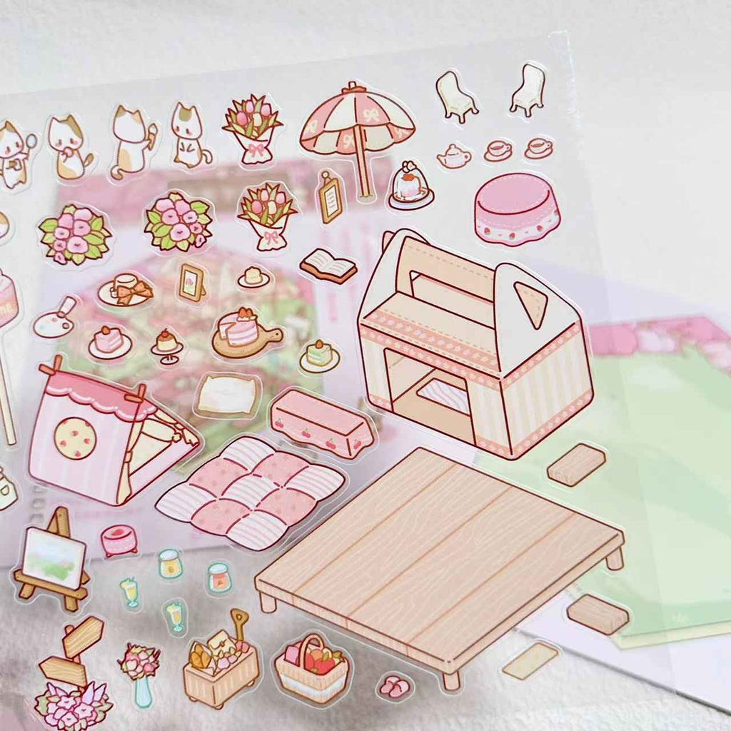 Cute Cat 2.0 Stickers Scene - A Relaxing Day with 4 Themes: Cat Farm | Outdoor Picnic | Festival Fair | Tribal Ceremony
