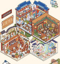 Cute Cat 3.0 Stickers Scene – Traditional Chinese Culture: Cat Theater | Cat Traditional Medicine Clinic | Cat Ancient Courtyard | Cat Relaxation Hall