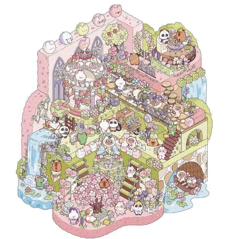 3-Story Grand Buildings 2.0 Stickers Scene – Beautiful Worlds: Ice World | Garden World