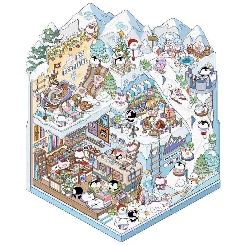 3-Story Grand Buildings 2.0 Stickers Scene – Beautiful Worlds: Ice World | Garden World