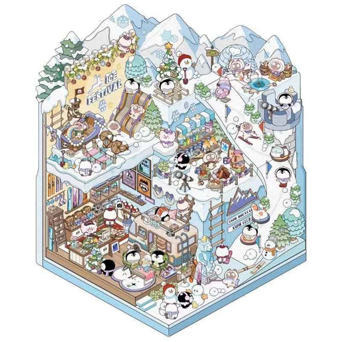 3-Story Grand Buildings 2.0 Stickers Scene – Beautiful Worlds: Ice World | Garden World