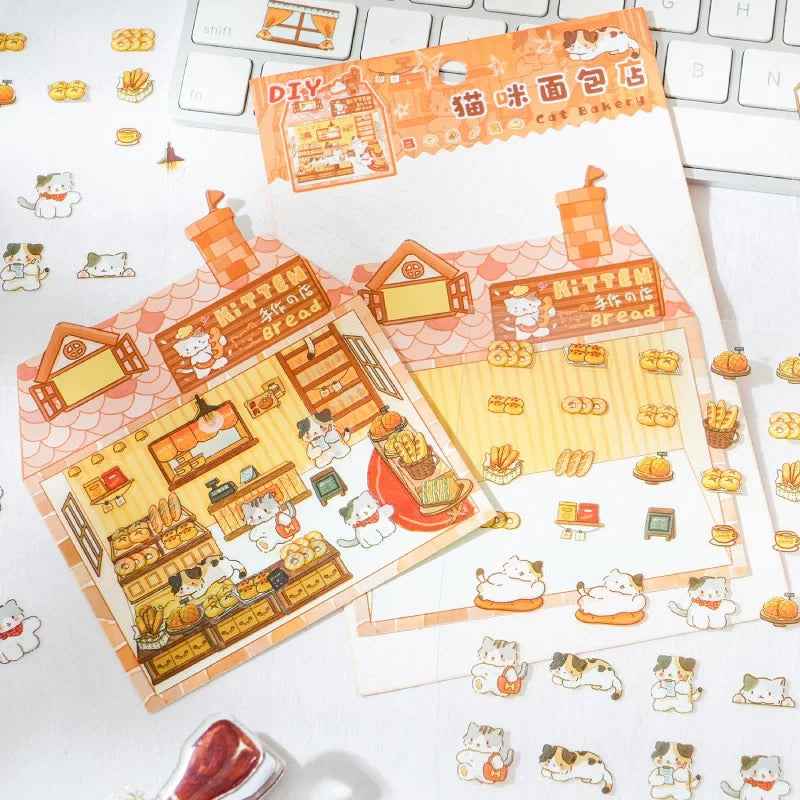 Cute Kitten Stickers Scene – Lucky Cat Edition: Bakery | Drink Shop | Restaurant | Bread Shop