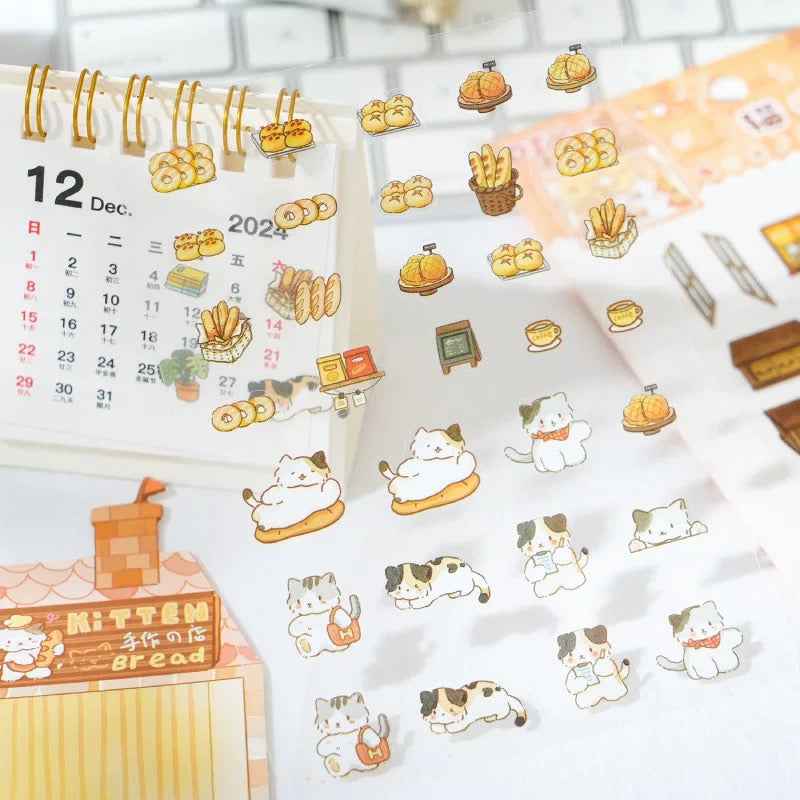 Cute Kitten Stickers Scene – Lucky Cat Edition: Bakery | Drink Shop | Restaurant | Bread Shop