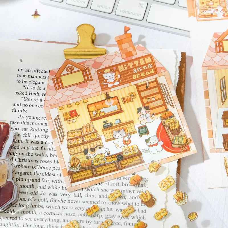 Cute Kitten Stickers Scene – Lucky Cat Edition: Bakery | Drink Shop | Restaurant | Bread Shop