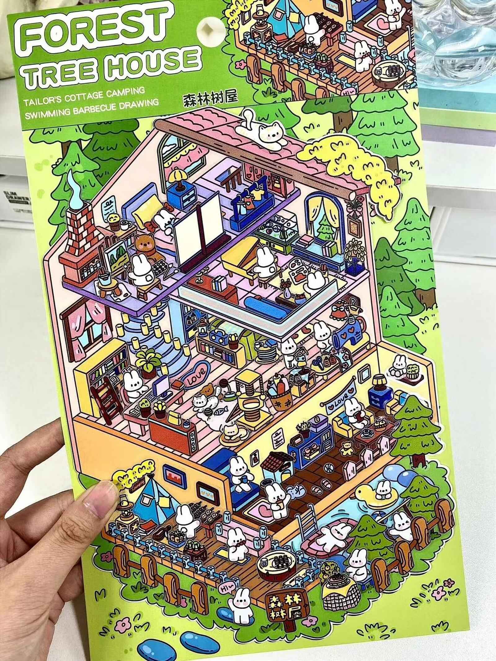 3-Story Grand Buildings 4.0 – Dream Home 3D Room Stickers Scene 2 Themes: Bunny Forest Treehouse | Penguin Can Apartment