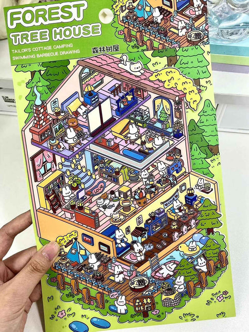 3-Story Grand Buildings 4.0 – Dream Home 3D Room Stickers Scene 2 Themes: Bunny Forest Treehouse | Penguin Can Apartment